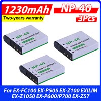 3Pcs 1230mAh NP-40 NP 40 NP40 Li-ion Battery for EX-FC100 EX-P505 EX-Z100 EXILIM EX-Z1050 EX-P600/P700 EX-Z57