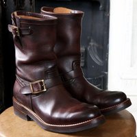 Men's Boots PU Leather Boots Retro Outdoor Western Cowboy Boots Round Toe Belt Buckle Mid-Calf Boot Slip on Plus Size Long Boot