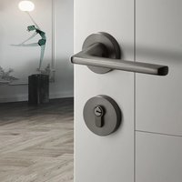 2Pcs Door Handle Quiet Lock Design No Noise Anticollision Door Locks with Keys for Bedroom Office for Family