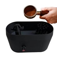 Automatic Portafilter Cleaner Scrubbing Workbench with Brush Espresso Machine Clean Set for 51/53/58mm Systems Home Kitchen