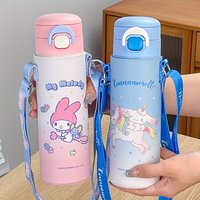 1pc Sanrio Thermos Cup 520ML Portable Water Bottle, With Straw and Shoulder Strap, Dual-Drinking Cup