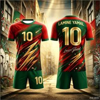 26 New Models # Yamal # 10 Black and Red Gradient Jersey Fan Version Training Suit Adult/child Parent-child Plus Size Set