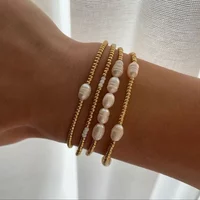 KKBEAD Natural Pearl Bracelet Set Jewelry for Women Gold Plated Miyuki Pulseras Mujer