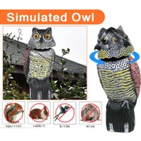 Multi-Install Option 360° Rotating Head Fake Owl Decoy Natural Bird Pest Repellent for Garden Yard Farm Protection Protection