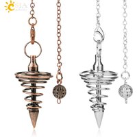 Metal Pendulum Pendulos Radiestesia Pendulums for Dowsing Divination Spiral Cone Antique Gold Color Silver Color Reiki G163