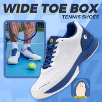 FitVille Pofessional Tennis Shoes for Mens Soprt Shoes Training Sneakers Anti-Slip Sweat Absorbent Swollen Feet Arch Support