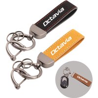 High-Grade Suede Leather Car Keychain 3D Metal Keyrings Gift For Skoda Octavia Scala Rapid VRS Kamiq VRS 2 3 rs Auto Accessories