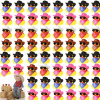 6/12/24 pcs Cowboy Rubber Duck Bulk Mini Yellow Duckies Tiny Ducks Bathtub Toy with Cowboy Hat Paisley Bandanas Sunglasses for B