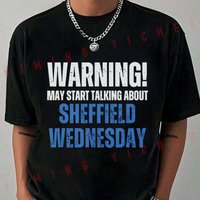 Sheffield Wednesday FC Logo Warning Motorbike T-shirt Casual Mens Summer Fashion Sportswear Top Tee