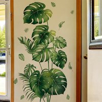 Tropical Green Leaves Plant Wall Stickers Living Room Bedroom Home Decoration Monstera Leaf Sticker Wallpaper Poster Art Mural