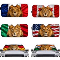 Animal L-Lion Sun Visor Car Windshield Sun Shade UV Protection Foldable Heat Insulation Universal Auto Cover