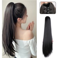 Synthetic Long Straight Claw Clip On Ponytail Hair Extensions 20 Inch Heat Resistant Pony Tail Hair Piece For Women Daily Party