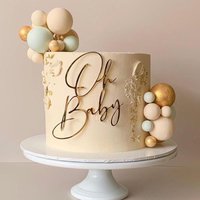 Acrylic Newborn Cake Topper Sweet Weekend Decor for Baby Shower Party Decor Supplies Gender Reveal Adorable Oh Baby Cake Decor