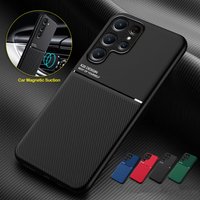 Luxury Non-Slip Case For Samsung Galaxy S26 S25 Edge S24 Ultra S23 FE S22 Plus 5G Cover Built-in Car Holder Magnetic Funda Coque