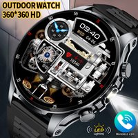For Android iOS Men Smart Watch LED Flashlight Bluetooth Call Waterproof Heart Rate Sleep Health Monitoring Fitness Smartwatch