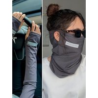 AliExpress NONE Ice Silk Sunscreen Mask Ice Sleeve Set Outdoor Bicycle Mask Solid Color Neck Protection Sunscreen UV Protection Summer