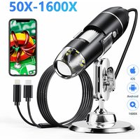 Hayve USB Microscope 1600X Zoom 1920P HD Electronic Digital Microscopes for Soldering with 8 LEDs Compatible with iOS & Android