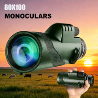 80x100 Portable Zoom HD Monocular Telescope Long Distance Mini Powerful Telescope for Hunting Sports Outdoor Camping Travel