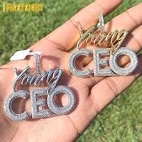 New Letter CEO Pendant Necklace Hip Hop Iced Out 5mm Tennis Chain Cubic Zirconia Sliver Color CZ Charm For Men Women Jewelry