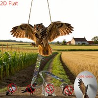 2D Flat Hanging Bird Repeller - Realistic, Bell Included, No Electricity. Easy Hang for Garden/Farm.