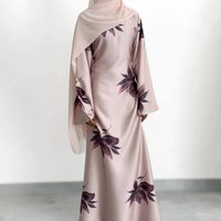 Dress Women Eid Muslim Abaya Flower Print Dresses Jalabiya Kaftan Islam Vestidos Arab Long Robe Ramadan Morocco Dubai Abayas