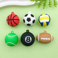 5/6pcs PVC Cartoon Sports Charms with Football, Basketball, Volleyball, Rugby Pendants for DIY Jewelry Making Accessories