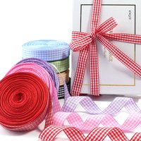 10yards/lot 6/10/15/20/25mm Sweet Polyester Plaid Ribbons Gift Wrapping Ribbon For DIY Birthday Chrismas Pakaging Supplies