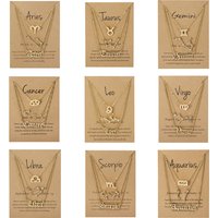 3Pcs 12 Zodiac Sign Necklaces Set For Women Constellation Pendant Chain Choker Birthday Jewelry With Cardboard Card