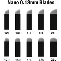 50pcs/Box Black Nano Blades Thin 0.18mm Microblading Flex U Shape Tattoo Needles Permanent Makeup Eyebrow Manual Pen