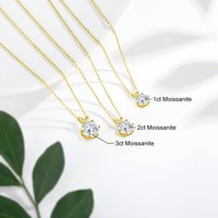 SDOOU 0.5-5ct Six Claws Moissanite Necklace 14K Gold Filled Classic Round Solitaire Pendant For Women Engagement Jewelry Gifts
