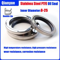 Stainless Steel PTFE Oil Seal 8-25mm – Double Lip Shaft Seal for Screw Air Compressor (Corrosion/Temp Resistant)