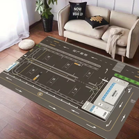Airport Runway and Aircraft Design, Aviation Themed Anti Slip and Machine Washable Carpet for Home and Office Use in The Lobby