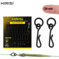 Hirisi AG143 20Pcs Carp Fishing Quick Change Swivel Snaps with Solid Ring Anti-Tangle Terminal Tackle for Carp Fishing Rigs