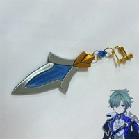 Game GI Lohen Cosplay Earrings Ear Clip Sword Model Accessory For Women Men Ornament Prop Party Role Play Jewelry