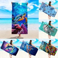 1pc Beach turtle animal printed beach towel, quick drying absorbent beach towel, outdoor sports swimming beach towel