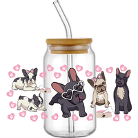 Easy peel waterproof DIY Decals Cute Dog 3D transfers uvdtf crystal sticker 16oz uv dtf cup wraps for Libbey Glasses