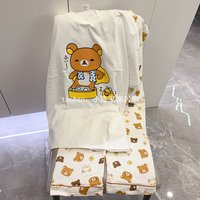 Rilakkuma Pure Cotton Sleepwear Short Sleeve Long Pants Comfortable Bear Home Clothes Women's Spring Autumn Summer Cute Loose...