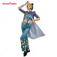 Miccostumes Women's Jolyne Cosplay Costume Printed Top and Pants with Long Coat for Halloween Costumes
