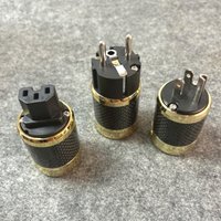 HiFi Carbon Fiber US / EU Plug Audio AC Power Plug Red Copper Gold Rhodium Plated C13 IEC Connector
