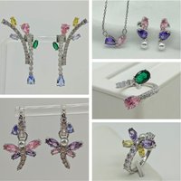 2026 High Quality New Luxury Jewelry Set Charming Pink Purple Dragonfly Crystal Women's Necklace Ring Earrings Romantic Date Gif