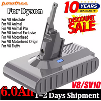 For Dyson V8 Absolute Handheld Vacuum Cleaner for Dyson V8 SV10 Battery 21.6V 6000mAh Replacement Battery