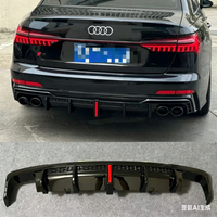 Rear Bumper Diffuser Lip For Audi A6 S-line C8 S6( Not For Standards) 2019-2025 Car Rear Bumper Diffuser Lip with Exhaust Tips