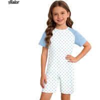 Kids Special Needs Adaptive Clothing Cute Printed Rompers Short Sleeve Anti-Strip One Piece Jumpsuit Ideal for Wearing All Day