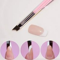 1Pcs Pink Nail Art French Pen Curved Nail Art Brush French White Edge Crescent Color Painting Flower Pen Nail Art Tool Brush
