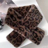 Cute Thicken Warm Leopard Print Scarf Windproof Soft Faux Fur Scarf Faux Collar Faux Rabbit Fur Winter Scarf Women's Wear