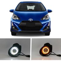 LED Fog Light Assembly For Toyota Prius C Aqua 2015 2016 2017 Dual Color Angel Eye Daytime Running Lights Fog Lamp Accessories