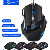 KEBIDUMEI Wired Gaming Mouse 7 Buttons RGB Backlit Mouse Ergonomic USB Mouse 2400 DPI 3 Level DPI For PC Laptop Windows Mac OS