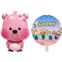 Loopy Balloons Birthday Decor Set Loopy Theme Party Decoration Number Ballons Suit Cute Kawaii Ornaments Backdrop