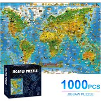 500/1000pcs World Map Jigsaw Puzzle | Challenging Large Puzzle for Adults and Families, Includes Thinking Puzzles and Cognitiv