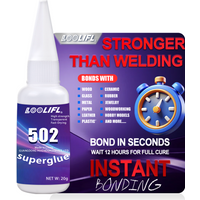 LOOLIFL 502 Super glue 20g Extra Strong Adhesive Cyanoacrylate for Crafts Ceramics Leather Metal Strong Bonding Liquid Glue Tool
